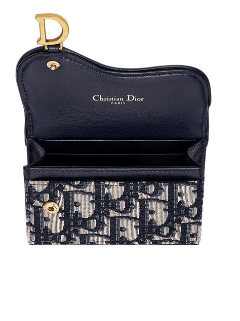 dior saddle flap card holder blue dior oblique jacquard women|Dior saddle bloom card holder.